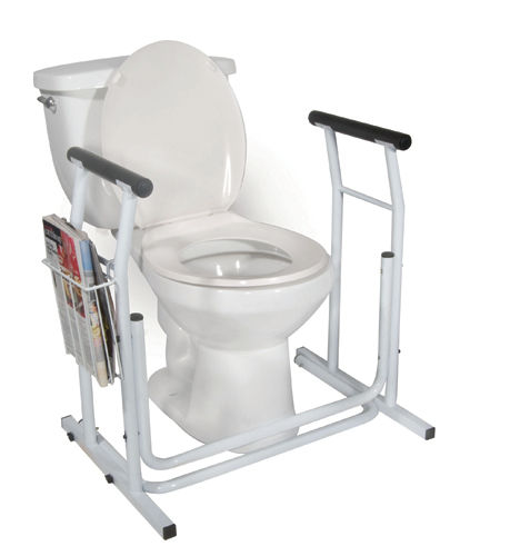 Toilet/Commode Safety Rail Rails w/ Magazine Holder Cs/2