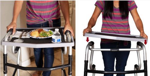 Walker Tray w/ Grip Mat Gray - Gray