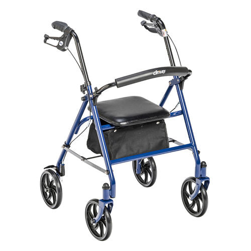4 Wheel Steel Rollator w/7 Casters & Basket- Loop-Blue