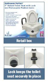 Raised Toilet Seat with Lock & Arms Blue Jay Retail Each