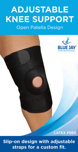 Blue Jay Adj Knee Support Open Patella Design Black Sm/Md