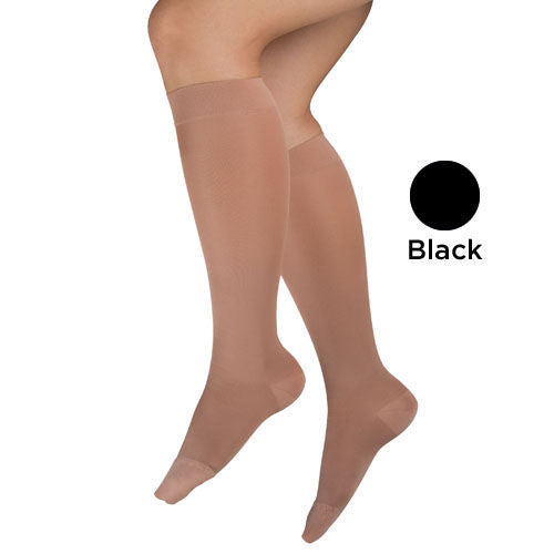 Ladies' Sheer Firm Support Md 20-30mmHg Knee Highs Black