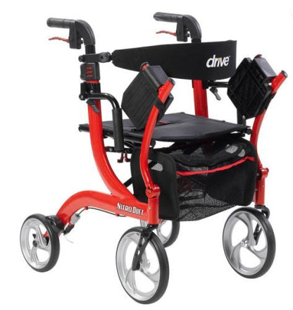 Nitro Duet Rollator  Red Transport Wheelchair  Red