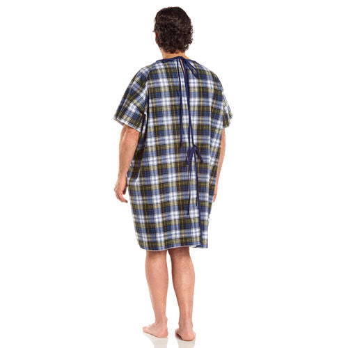 Thermagown Patient Gown Blue/Green Plaid